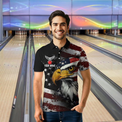 Custom US Eagle Bowling Jersey for Men Bowling Team Shirts Bowling Uniform Polo & 1/4 Zip HNT160