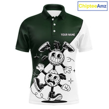 Load image into Gallery viewer, Green White Funny Golf Ball Pattern Mens Golf Polo Shirts Custom Golf Outfits Men, Green Golf Tops NHT785