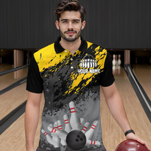 Load image into Gallery viewer, Custom Yellow Bowling Shirt forMen Women Team Bowling Jersey Bowling Polo &amp; 1/4 Zip Shirt MBL40