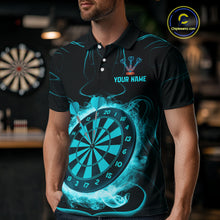 Load image into Gallery viewer, Lightning Smoke Turquoise Dartboard Men's Darts Shirt - Custom Name For Players NYN0470