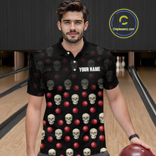 Load image into Gallery viewer, Skull Bowling Shirt Personalized Polo Bowling Team jersey Pattern Bowling League QZT690