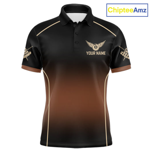 Black And Brown 8 Ball Pool Men Billiard Polo & 1/4-Zip Shirt Custom Billiard Balls Jerseys NYN2442