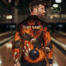 Load image into Gallery viewer, Flame Eagle Bowling Polo, Quarter Zip Shirts For Men Custom Eagle Bowling Team Jerseys NQS9972