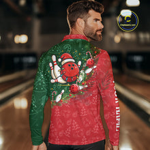 Load image into Gallery viewer, Christmas Santa Mens Bowling Polo, Quarter Zip Shirt Custom Christmas Team Bowling outfit For Men NQS10342