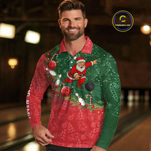 Load image into Gallery viewer, Christmas Santa Mens Bowling Polo, Quarter Zip Shirt Custom Christmas Team Bowling outfit For Men NQS10342