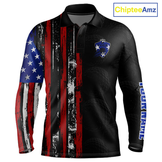 Custom Mens Golf Polo Shirt USA Flag, Golf Family Team Shirt, School Team Golf Shirt, Patriotic Golf Shirt NHT715
