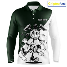 Load image into Gallery viewer, Green White Funny Golf Ball Pattern Mens Golf Polo Shirts Custom Golf Outfits Men, Green Golf Tops NHT785