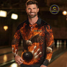 Load image into Gallery viewer, Flame Eagle Bowling Polo, Quarter Zip Shirts For Men Custom Eagle Bowling Team Jerseys NQS9972