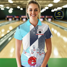 Load image into Gallery viewer, Blue Bowling Shirts for Team Women Men Custom Bowling Polo and 1/4 Zip Shirt MBL226
