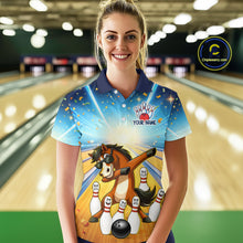 Load image into Gallery viewer, Funny Horse Bowling Jersey for Women Custom Bowling Team Shirts Bowling League Polo &amp; 1/4 Zip HNT182