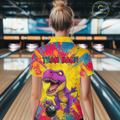 Custom Graffiti Dinosaur Bowling Jersey for Women Unisex Bowling Shirts for Team Polo & 1/4 Zip HNT240