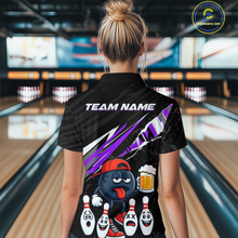 Load image into Gallery viewer, Custom Purple Beer Bowling Jersey for Women Bowling Team Shirts Bowling Uniform Polo &amp; 1/4 Zip HNT133