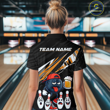 Load image into Gallery viewer, Custom Orange Beer Bowling Jersey for Women Bowling Team Shirts Bowling Uniform Polo &amp; 1/4 Zip HNT133