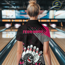 Load image into Gallery viewer, Custom Pink Funny Bowling Shirt Crazy Bowling Jersey Women Polo &amp; 1/4 Zip Bowling Outfit QZT785