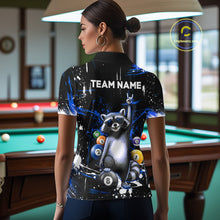 Load image into Gallery viewer, Custom Blue Funny Raccoon Billiard Shirt for Women 8 Ball Pool Billiard Jersey Polo &amp; 1/4-Zip BHT5