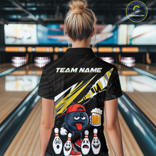 Load image into Gallery viewer, Custom Yellow Beer Bowling Jersey for Women Bowling Team Shirts Bowling Uniform Polo &amp; 1/4 Zip HNT133