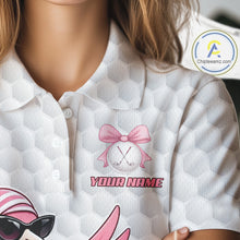 Load image into Gallery viewer, Pink Flamingo Golf Shirt For Women, Funny Leopard Patten Golf Polo Shirt, Ladies Golf Outfit For Team NHT732