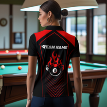 Load image into Gallery viewer, Customized Red 8 Ball Pool Crown Women's Billiard Shirts, Billiard Team Shirts Polo &amp; 1/4 Zip Shirts NNT37