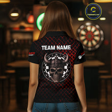 Load image into Gallery viewer, Red Splatter Skull Personalized Viking Women's Dart Shirt - Custom Name For Players NYN0436