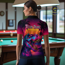 Load image into Gallery viewer, Custom Neon Dinosaur 8 Ball Billiard Shirt for Men Polo &amp; Quarter-Zip Billiard Team Jerseys NNT81