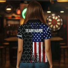 Load image into Gallery viewer, Grunge American Flag Custom Darts Shirt For Women, Darts Jersey Pocket Option TDM3798