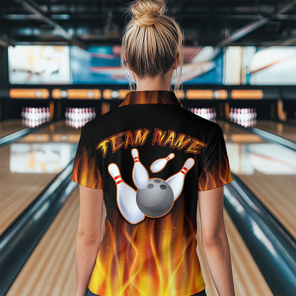 Personalized Bowling Jersey with Name and Team Name Custom Bowling Team Jersey Bowling Polo Shirt for Women QZT17