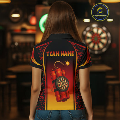 Persionalized Dartboard In Bombs Red-Yellow Dart Shirt For Women, Dart Jerseys NYN0115
