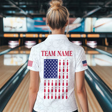 Load image into Gallery viewer, Patriotic Bowling Shirt for Men Women Team Custom White Bowling Polo &amp; 1/4 Zip Shirt MBL23