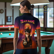 Load image into Gallery viewer, Custom Funny Cat 8 Ball Billiard Jersey for Women Billiard Uniform Polo &amp; 1/4 Zip Billiard Team Shirts NNT80