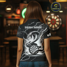 Load image into Gallery viewer, Custom Women&#39;s Dart Shirt – Black &amp; White Lightning Cobra Design – Personalized Dart Team Jersey TDM3882