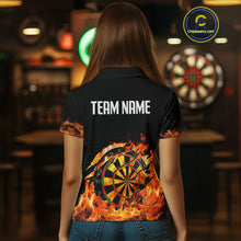Load image into Gallery viewer, Women's Custom Darts Shirt With Cracked Flame Dartboard And Halftone Pattern NYN0270