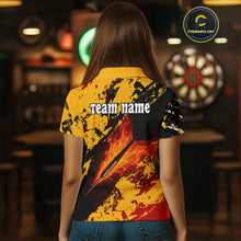 Load image into Gallery viewer, Women's Custom Darts Shirt With Flame Dart Arrows And Black-Yellow Grunge Pattern NYN0290