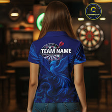 Load image into Gallery viewer, Women's Custom Darts Shirt With Cobalt Phoenix Camouflage Pattern And Dartboard NYN0263