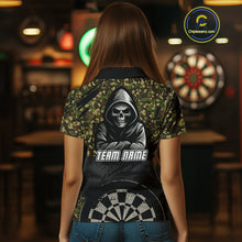 Load image into Gallery viewer, Personalized Women's Darts Shirt - Grim Reaper &amp; Camouflage Custom Name For Players NYN0437