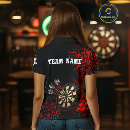 Men's Custom Dart Shirt - 3D Dartboard With Red Geometric Shards, Dart Team Jersey NYN0248