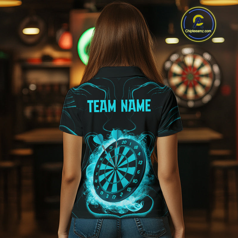 Lightning Smoke Turquoise Dartboard Women's Darts Shirt - Custom Name For Players NYN0470