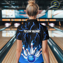 Load image into Gallery viewer, Blue Thunder Bowling Custom Women Bowling Shirt Polo &amp; Quarter-Zip Bowling Team Shirts HNT71