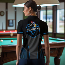 Load image into Gallery viewer, Personalized 8 Ball &amp; 9 Ball Pool Billiard Polo, 1/4 Zip For Women Custom Team Billiard Jerseys |Blue TDM3547