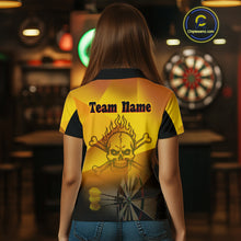 Load image into Gallery viewer, Women's Personalized Dart Shirts With Fire Skull And Yellow Darts Theme NYN0256
