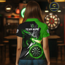 Load image into Gallery viewer, Personalized Striking Black And Green Flaming Dragon Dart Shirts For Women Custom Dart Team Jerseys TDM4299