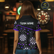 Load image into Gallery viewer, Women's Custom Darts Shirt With Purple-Black Dartboard And Arrows Pattern NYN0264