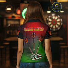 Load image into Gallery viewer, Women’s Personalized Darts Shirts With Multi-Color Dartboard And Flame Dart Arrows NYN0260