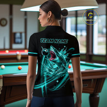 Load image into Gallery viewer, Turquoise 8 Ball &amp; 9 Ball Pool Billiard Shark Polo &amp; 1/4 Zip For Women Custom Team Billiard Jerseys TDM4089