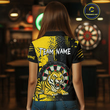 Load image into Gallery viewer, Women's Custom Darts Shirt With Fierce Tiger And Yellow Grunge Splatter NYN0258