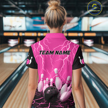 Load image into Gallery viewer, Pink Thunder Lightning &amp; Lava Bowling Shirt for Men Women Team Bowling Jersey MBL92