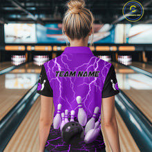 Load image into Gallery viewer, Purple Thunder Lightning &amp; Lava Bowling Shirt for Men Women Team Bowling Jersey MBL92