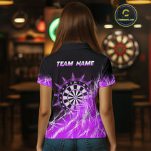 Load image into Gallery viewer, Purple Icy Lights Womens Darts Polo &amp; Quarter Zip Custom Dart Shirts For Team Darts Jerseys Outfit TDM4149