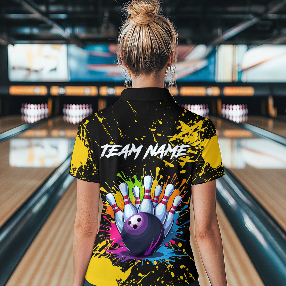 Custom Yellow Watercolor Bowling Shirts for Men Women Team Funny Bowling Jersey MBL45