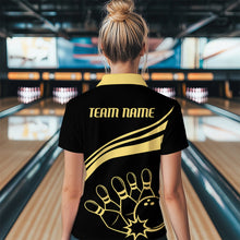 Load image into Gallery viewer, Black&amp;Gold Bowling Polo Shirt For Women Custom Bowling Jersey Vintage Bowling Team League Shirt BDT115