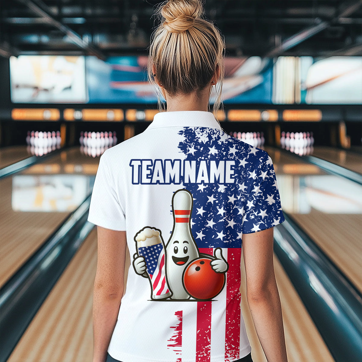 Custom Beer Bowling Shirts American Polo Bowling Jersey for Women QZT444
